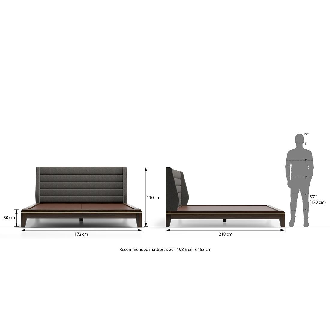 Taarkashi Solid Wood Queen Size Non Storage Bed In American Walnut Finish