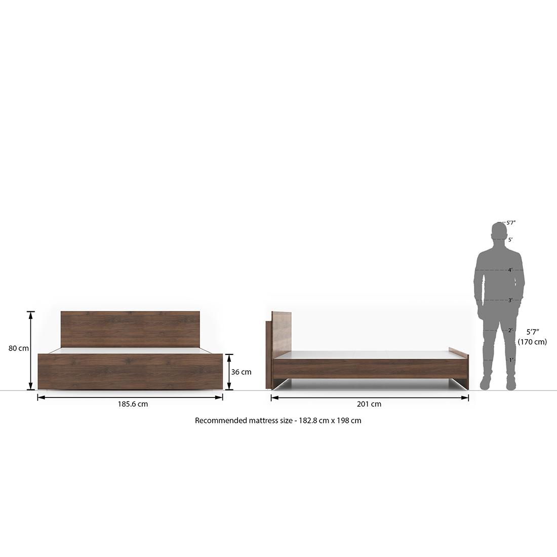 Zoey Engineered Wood King Size Bed In Classic Walnut Finish