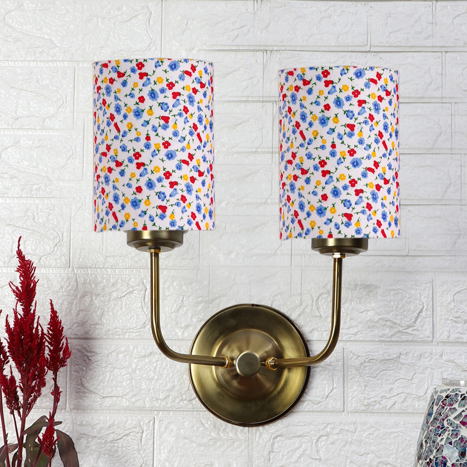 Devansh Metal Electric Wall Light in Gold Colour with Multi Shade Count of 2 Lights - Devansh