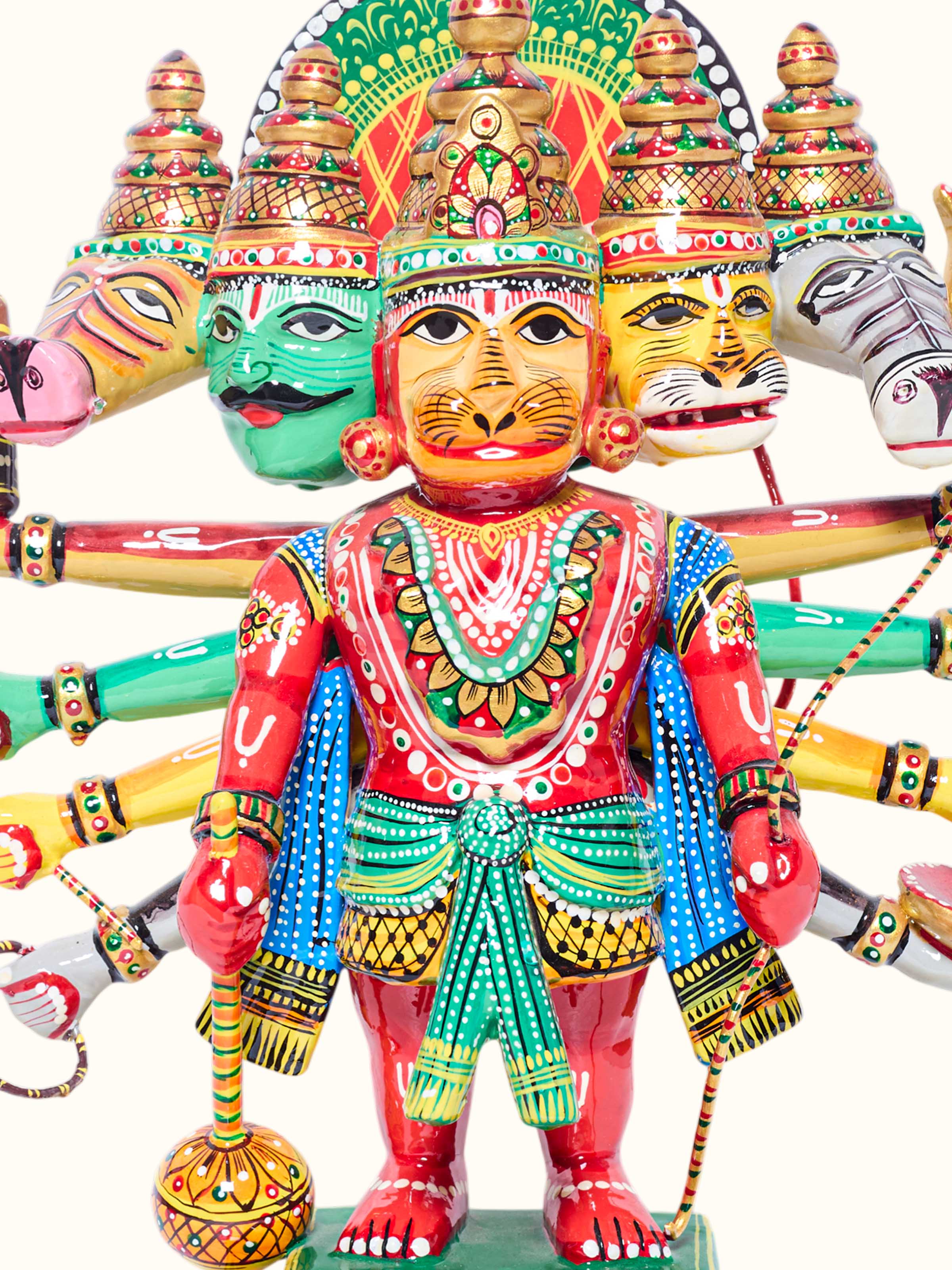 Wood Panchmukhi Hanuman Idol