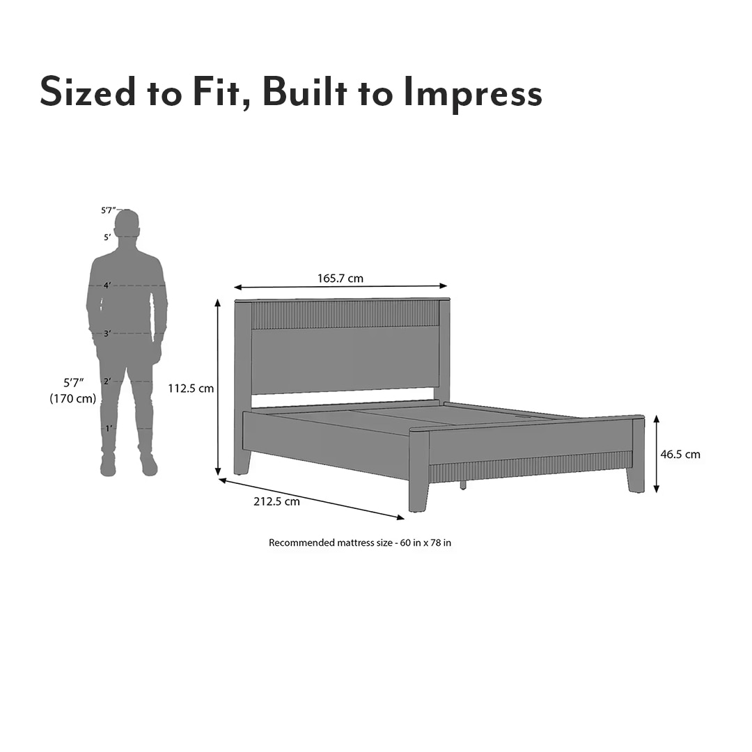 Toledo Solid Wood Queen Size Non Storage Bed In Danish Walnut Finish