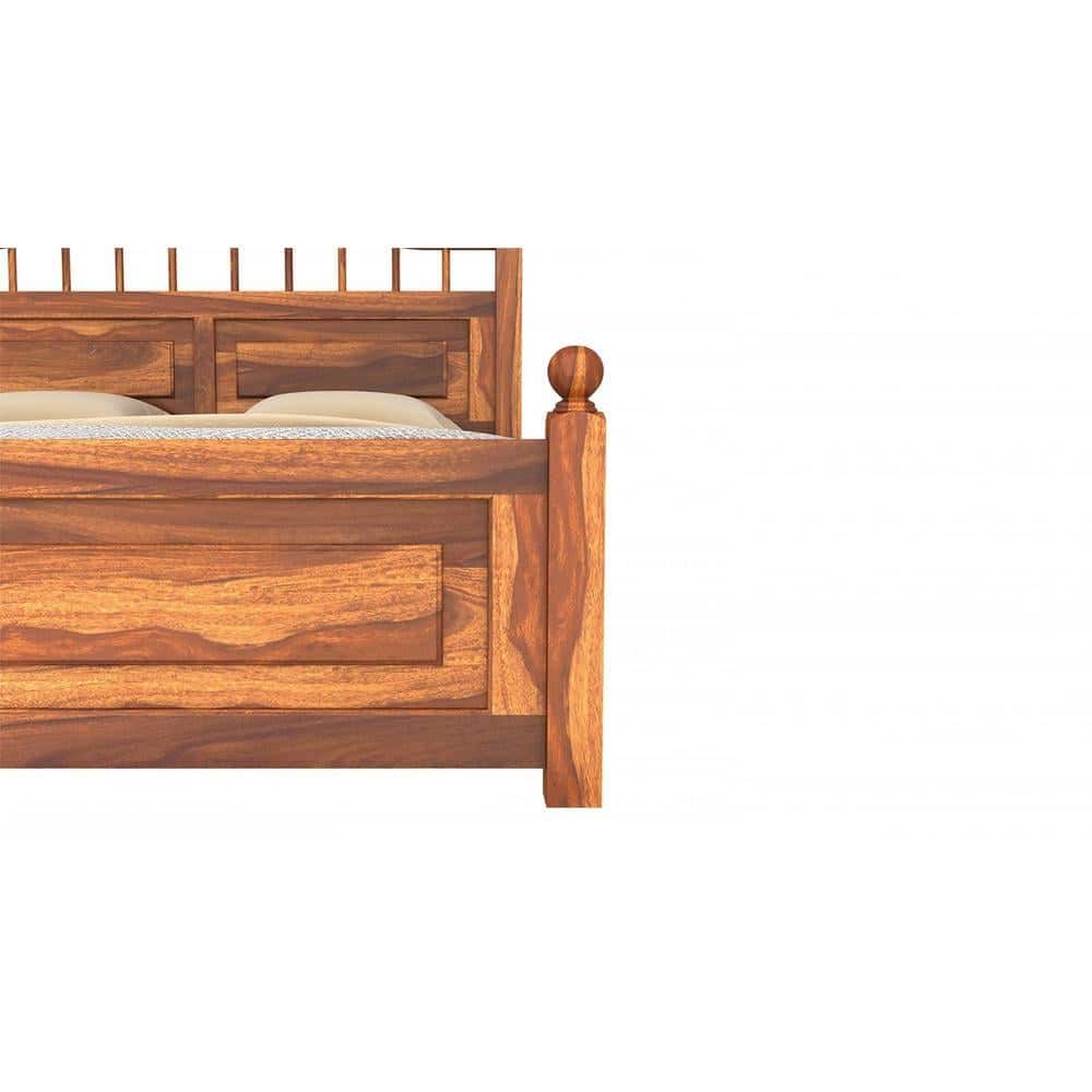 Syan Sheesham Wood King Size Bed Non Storage Provincial Teak Finish (72 x 78 inches)