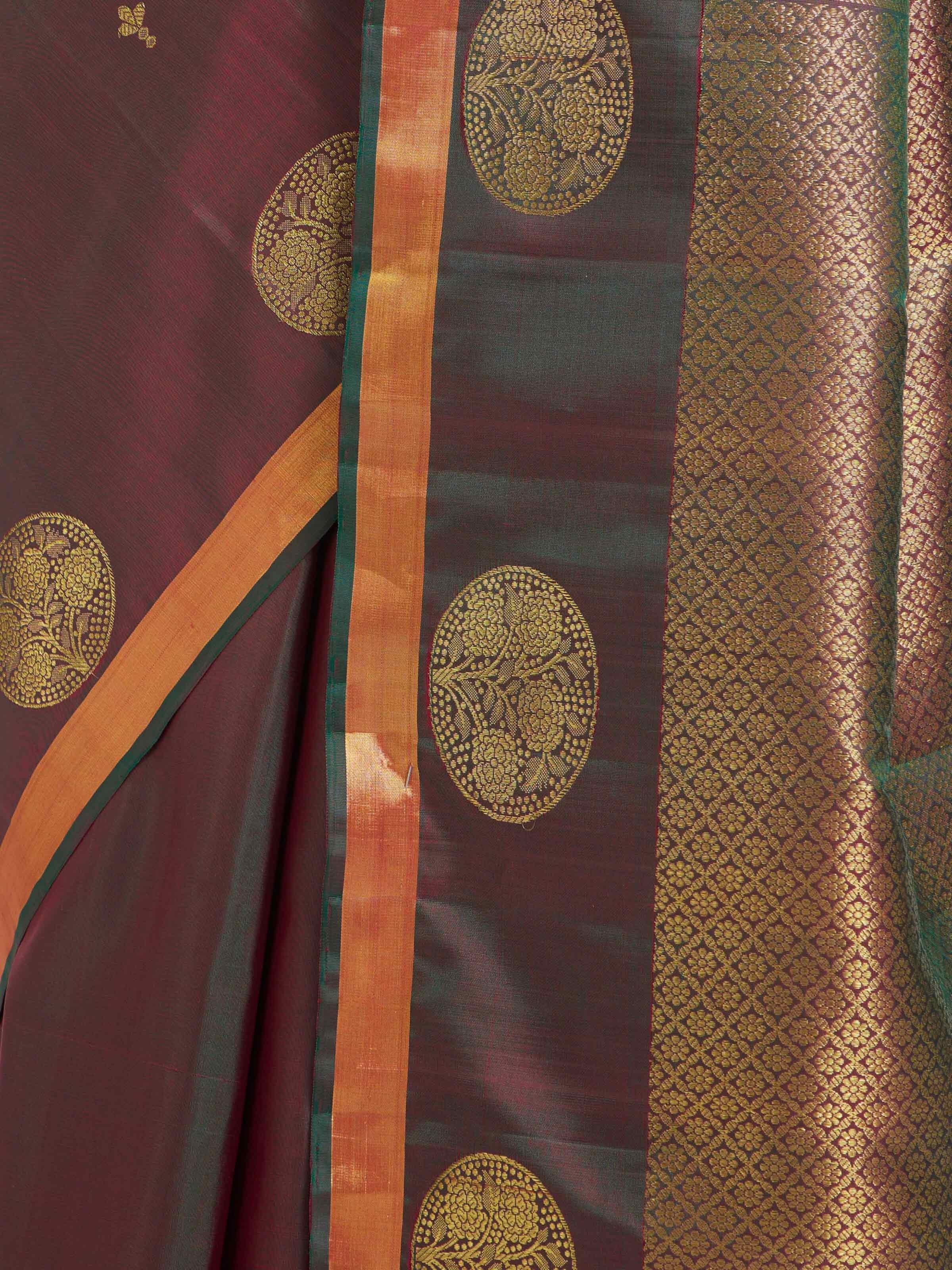 Maroon Silk Handloom Zari Saree