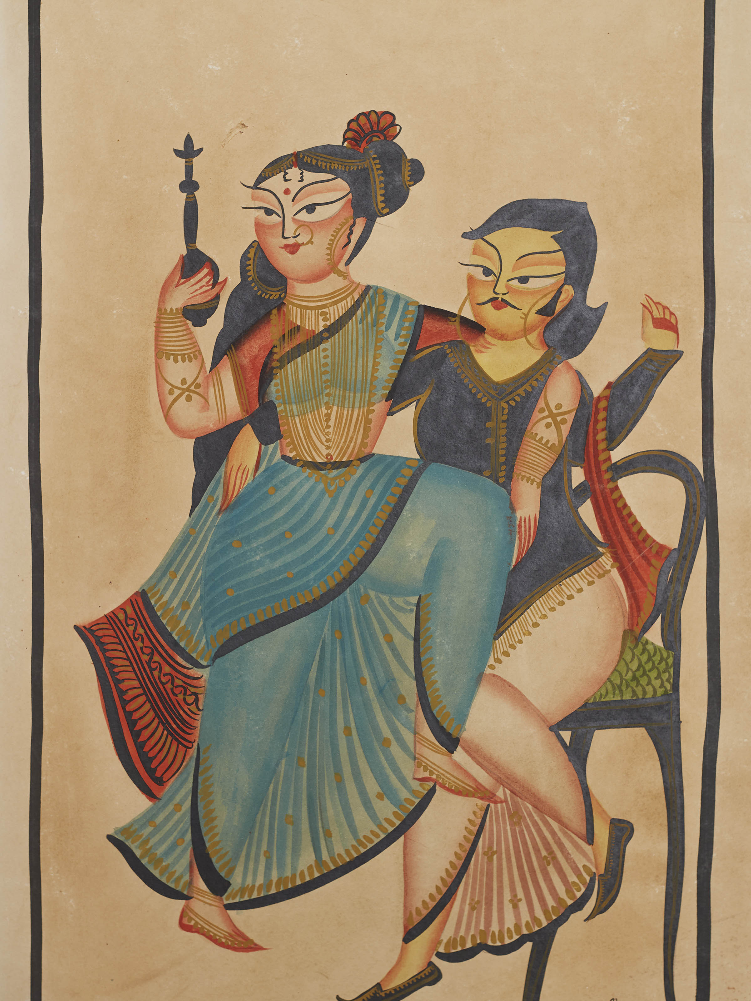 Detail shot of Babu Culture Kalighat Painting
