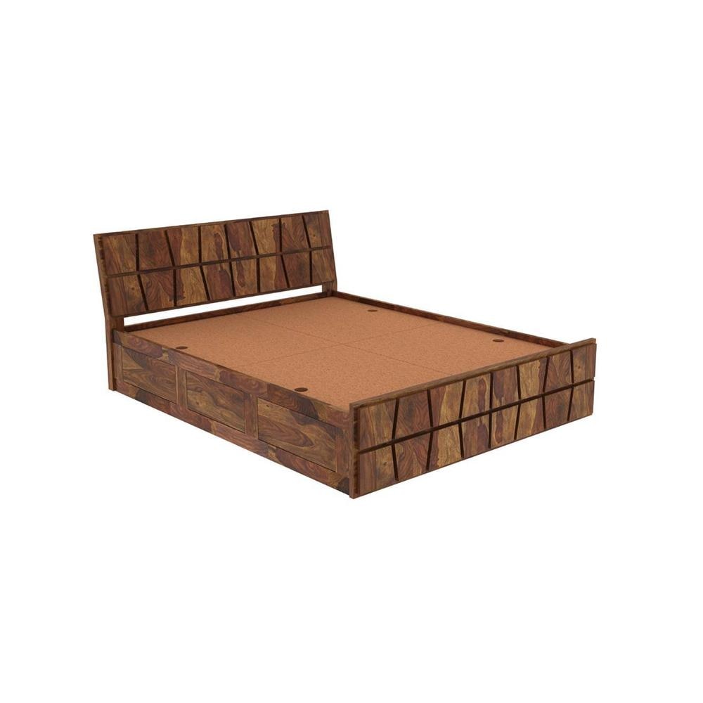Meighen Platform Queen Size Storage Bed In Brown Finish