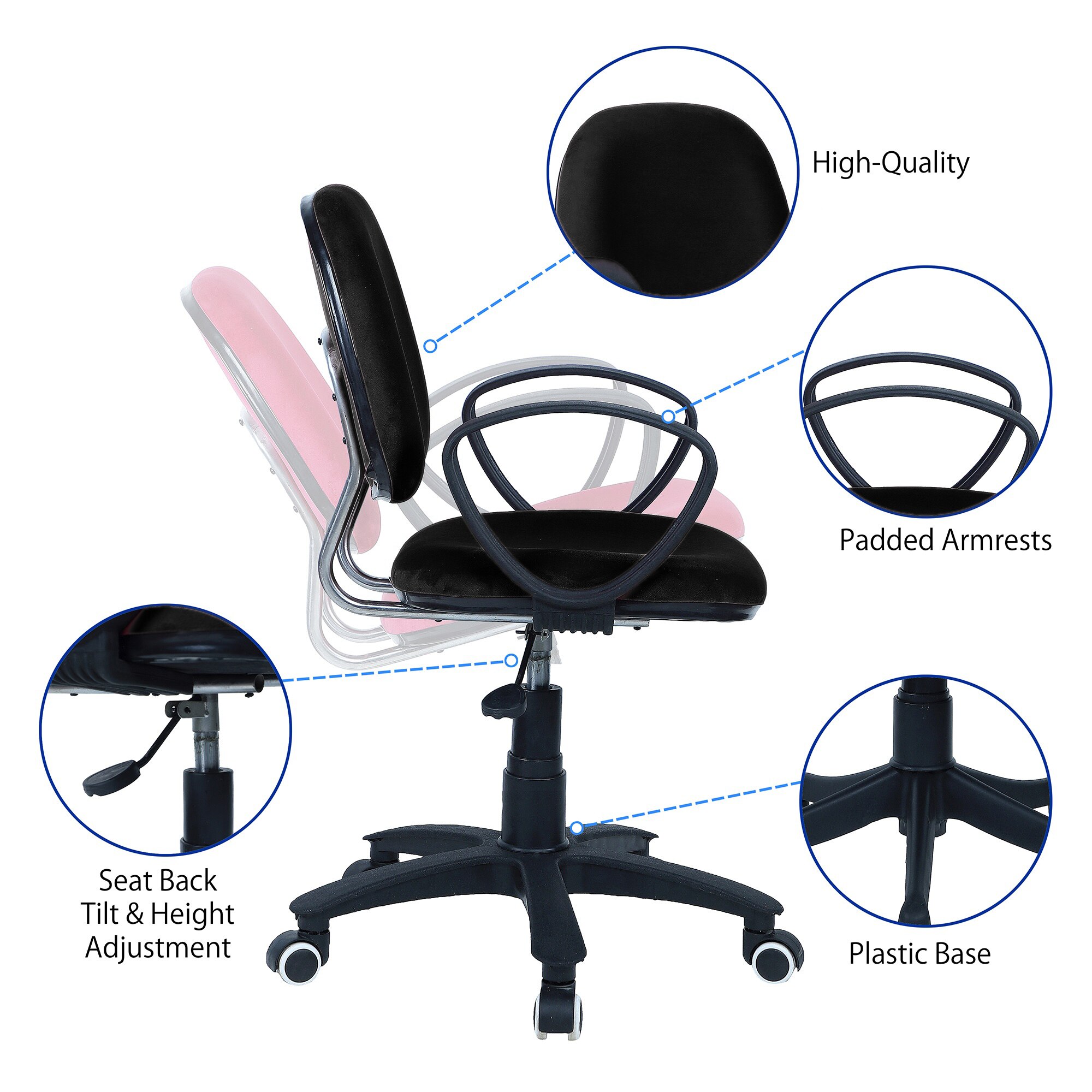 Doriona Low Back Ergonomic Chair in Black Colour