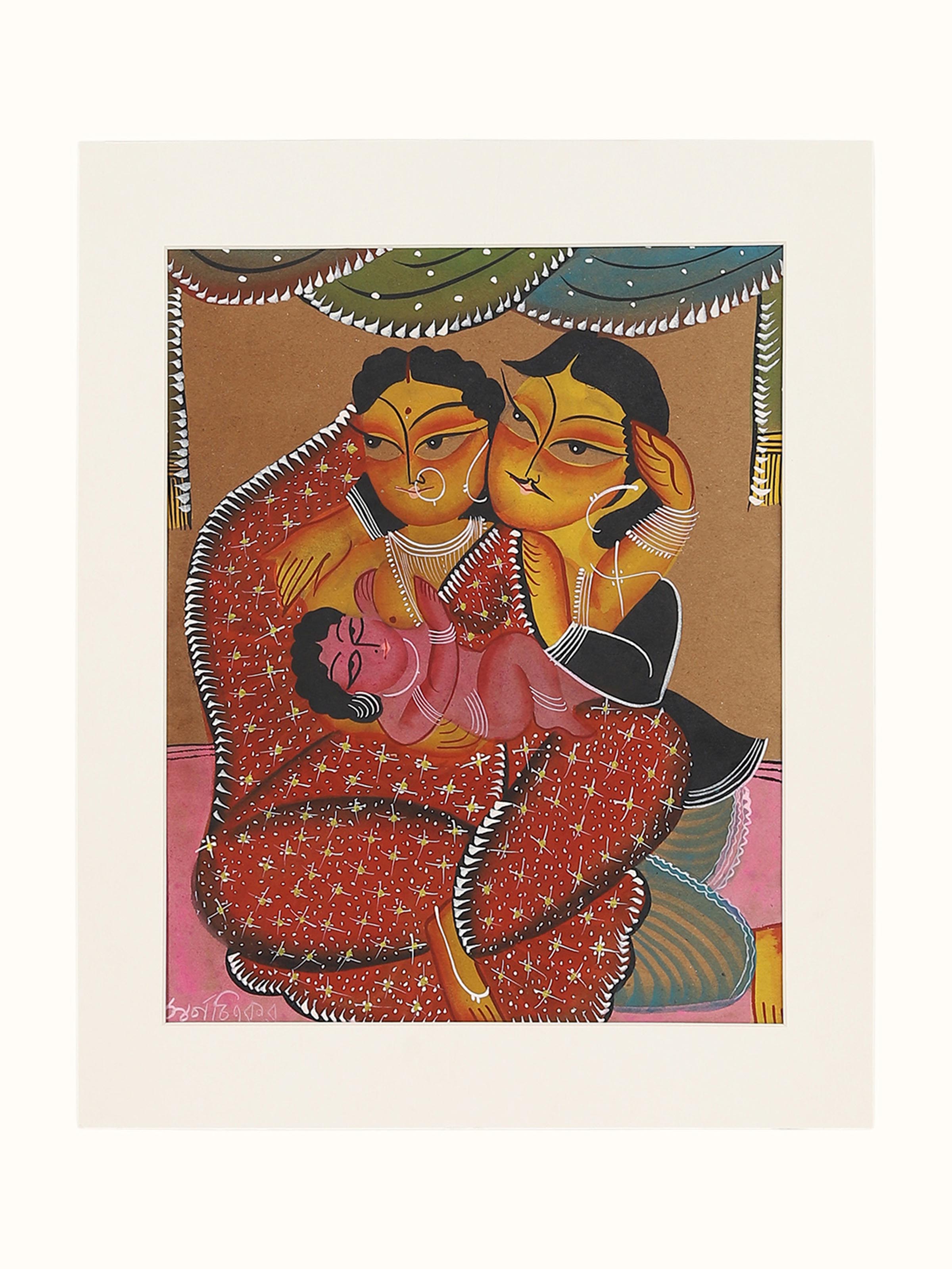 Angled view of Kushmandi goddess wall mask side profile