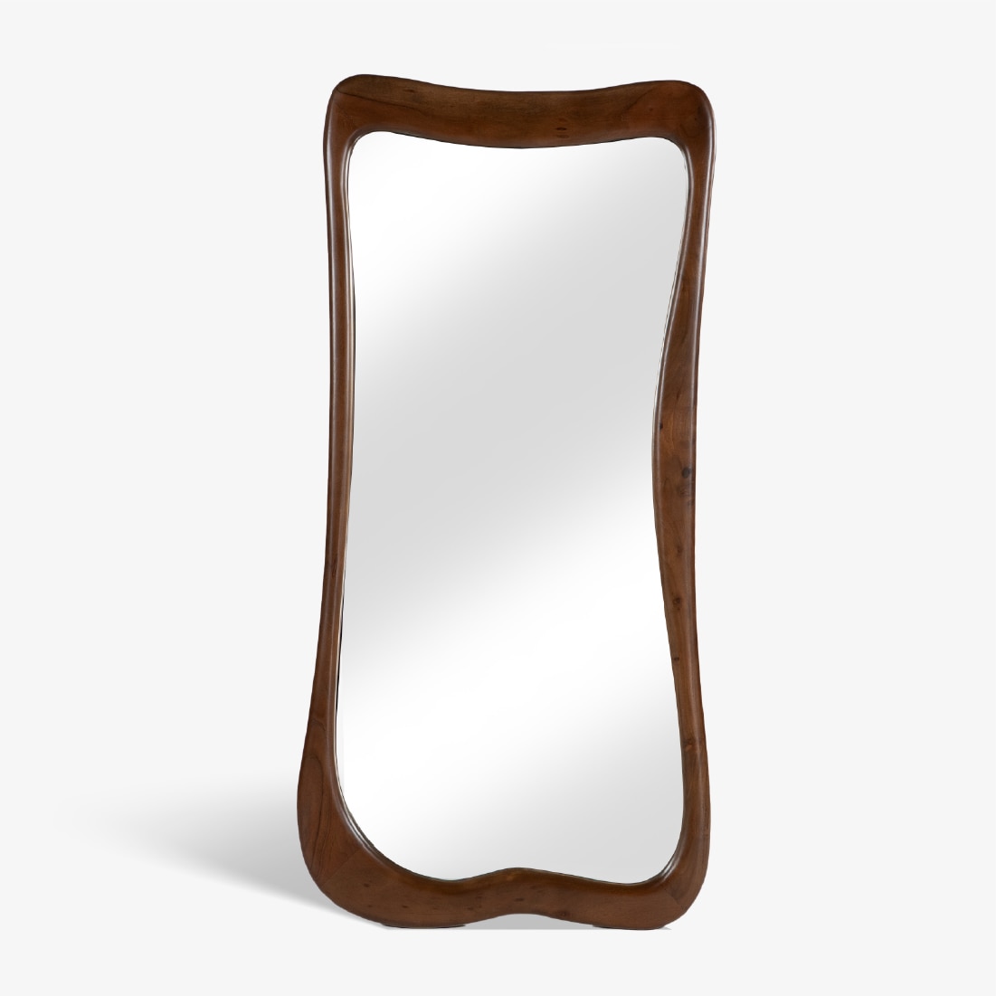 Mehraab Solid Wood Floor Mirror in Brown Colour - Orange Tree
