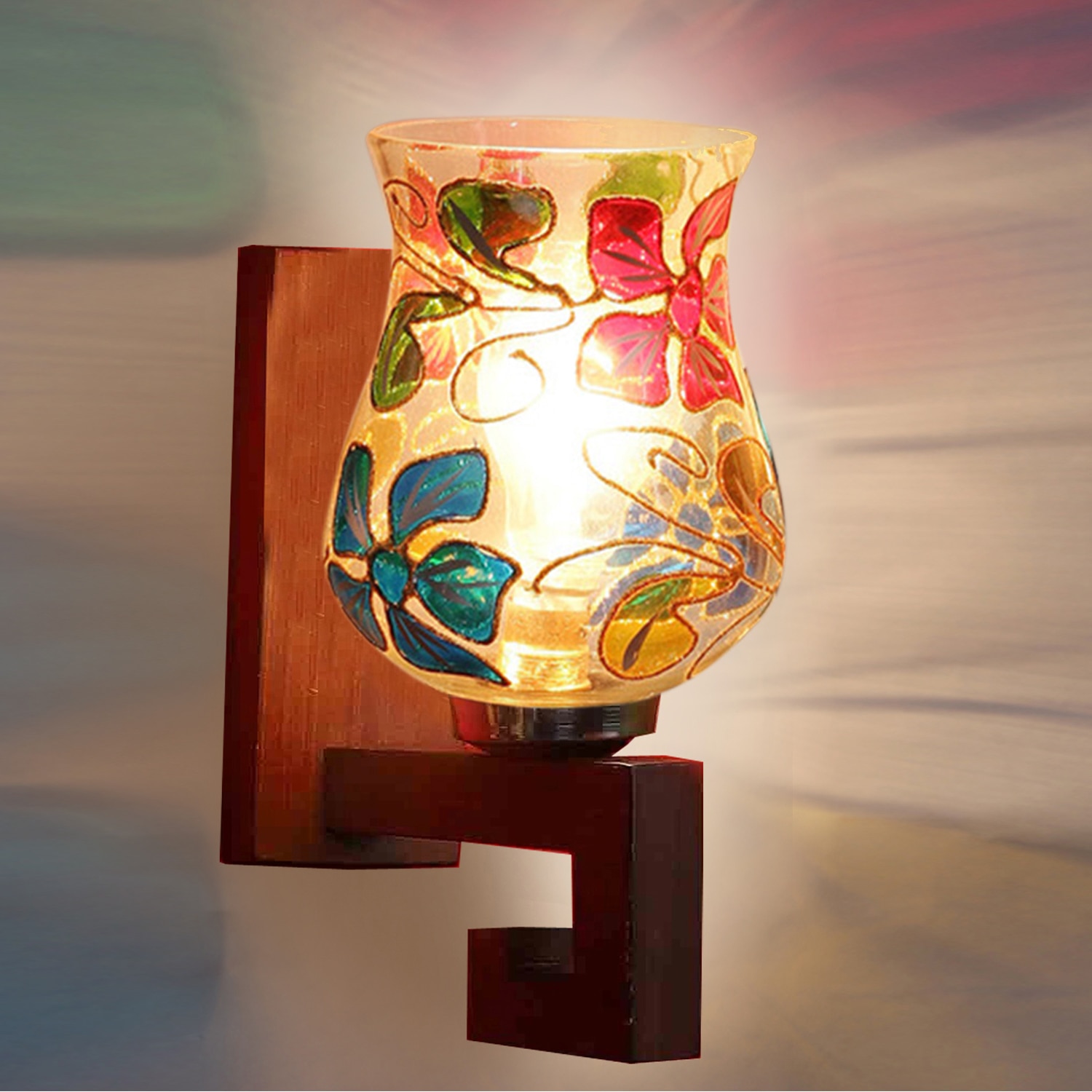 Devansh Solid Wood Electric Wall Light in Multi Colour with Multi Shade Count of 1 Light - Devansh