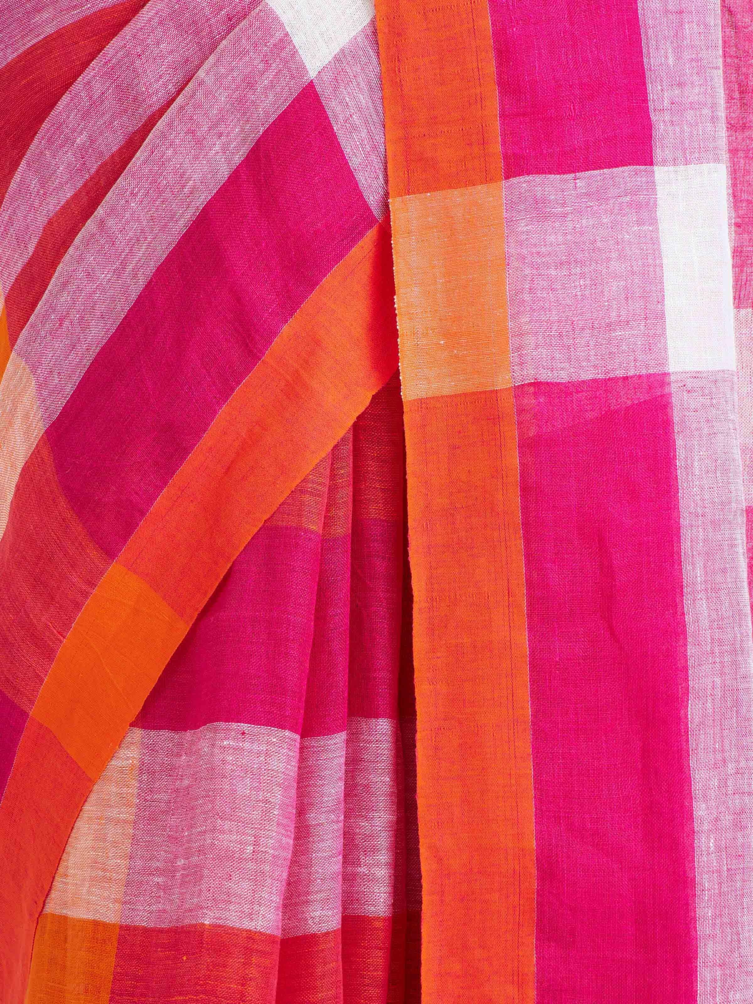 Pink Linen Saree