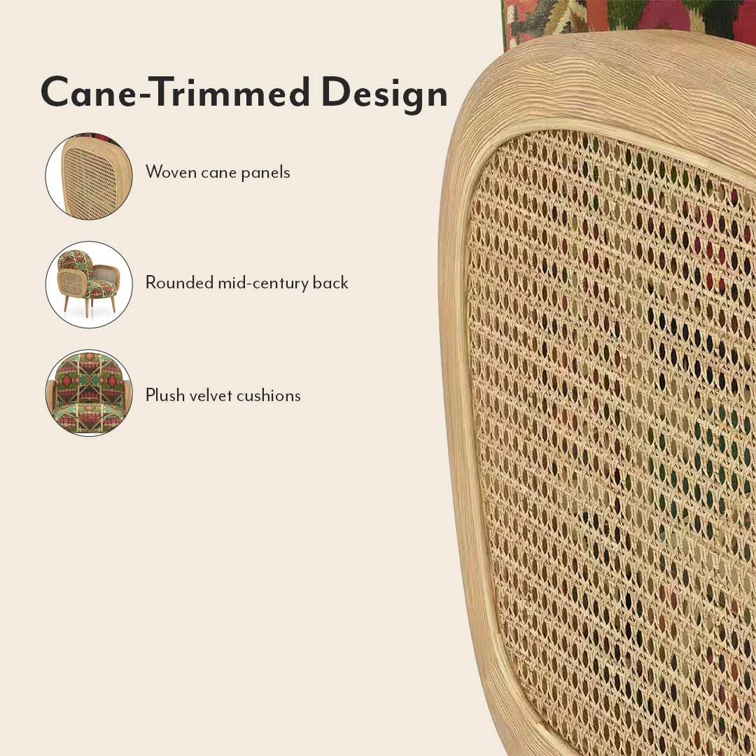 Arna Lounge Chair In Aztec Bloom Velvet