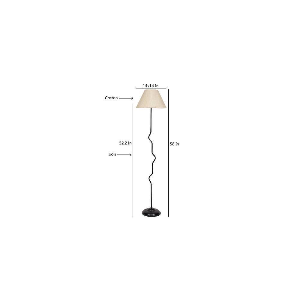 Duke Off White Fabric Floor Lamp with Black Iron Base
