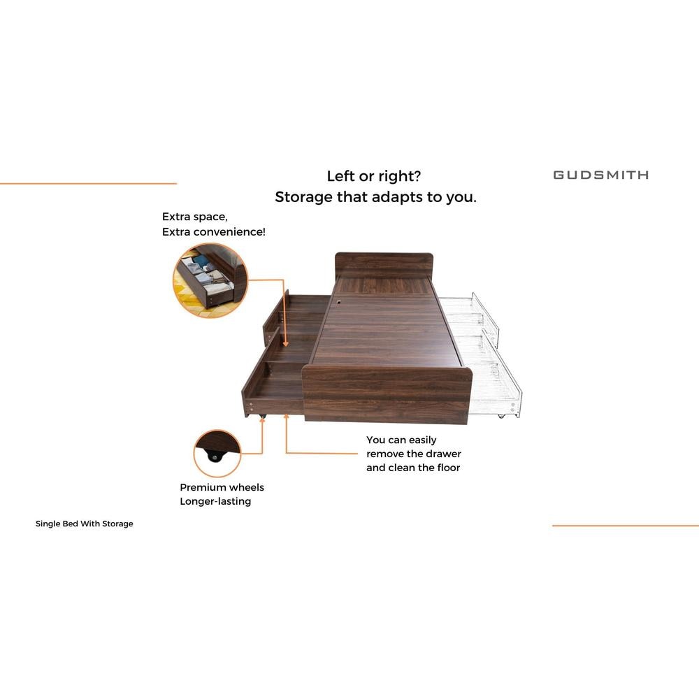 Esmeralda Single Bed with Drawer Storage