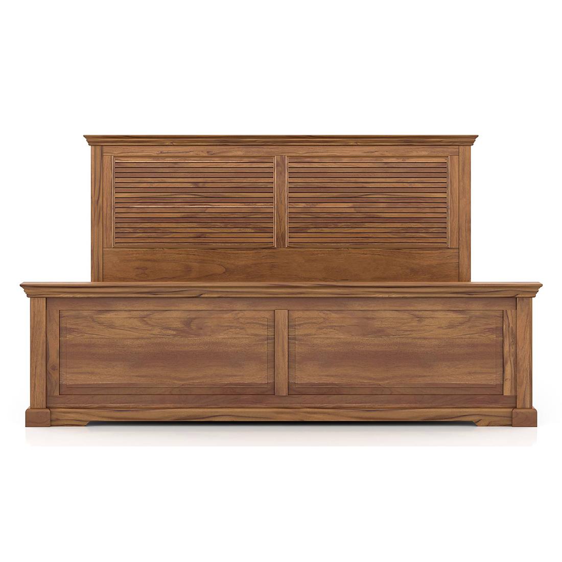 Tuscany Solid Wood King Size Non Storage Bed In Latin American Teak Finish