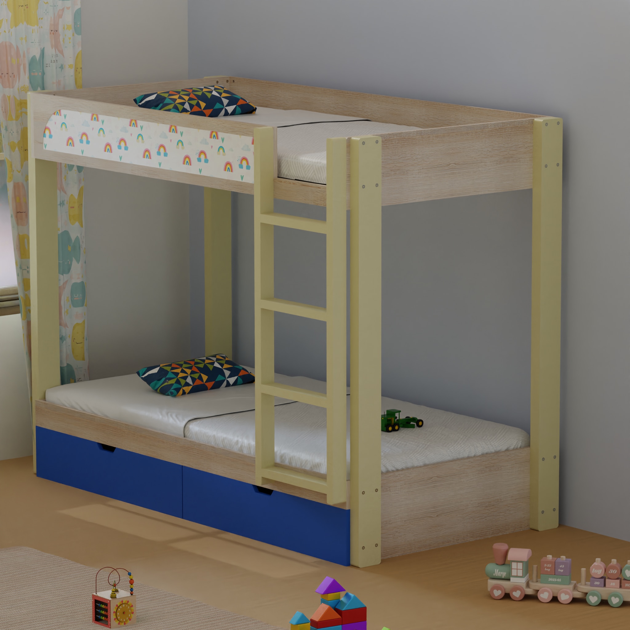 Play Date Single Size Bunk Bed in Rainbows Theme