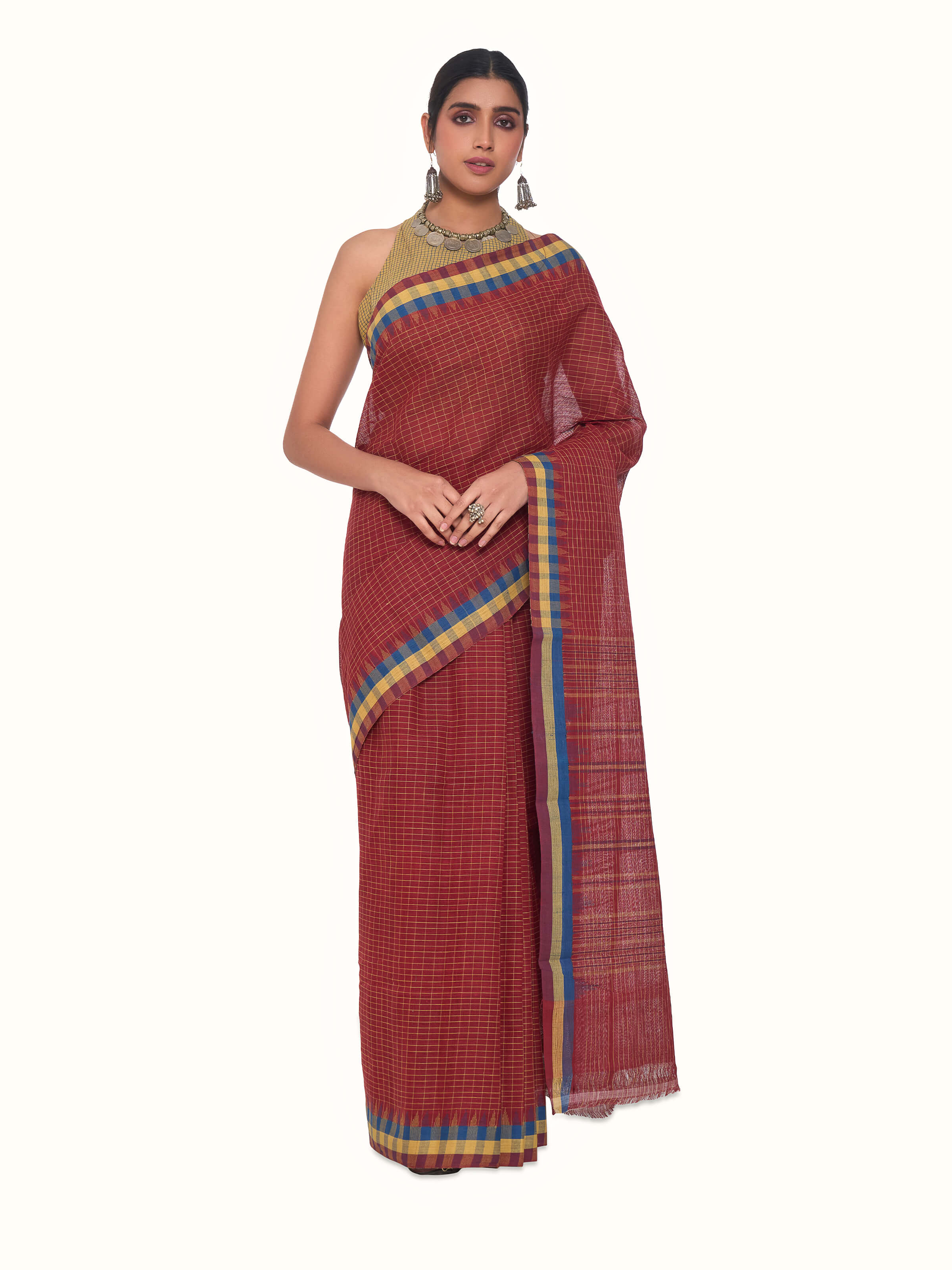 Maroon Natural Dyed Cotton Kuppadam Saree