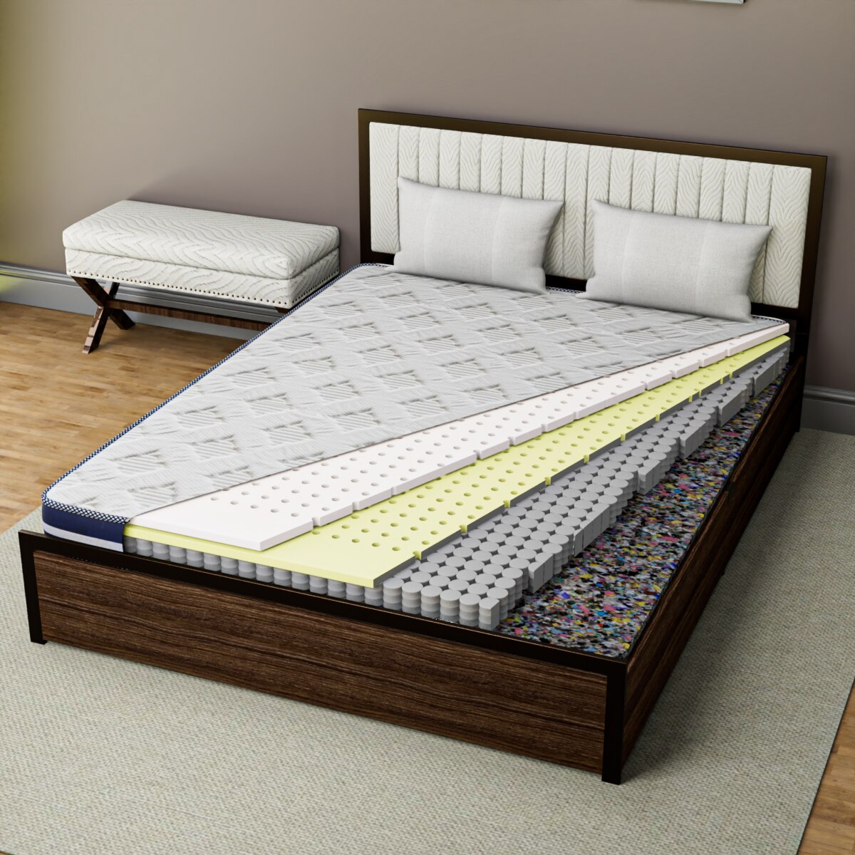 Drilled Air Cool Pocket Spring Queen Mattress 72 X 66 6 Inches