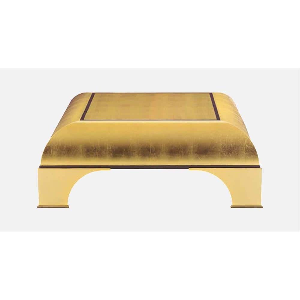 Megacosm High End Coffee Table In Golden Leafing Curvy Legs In Electroplated Brass Finish