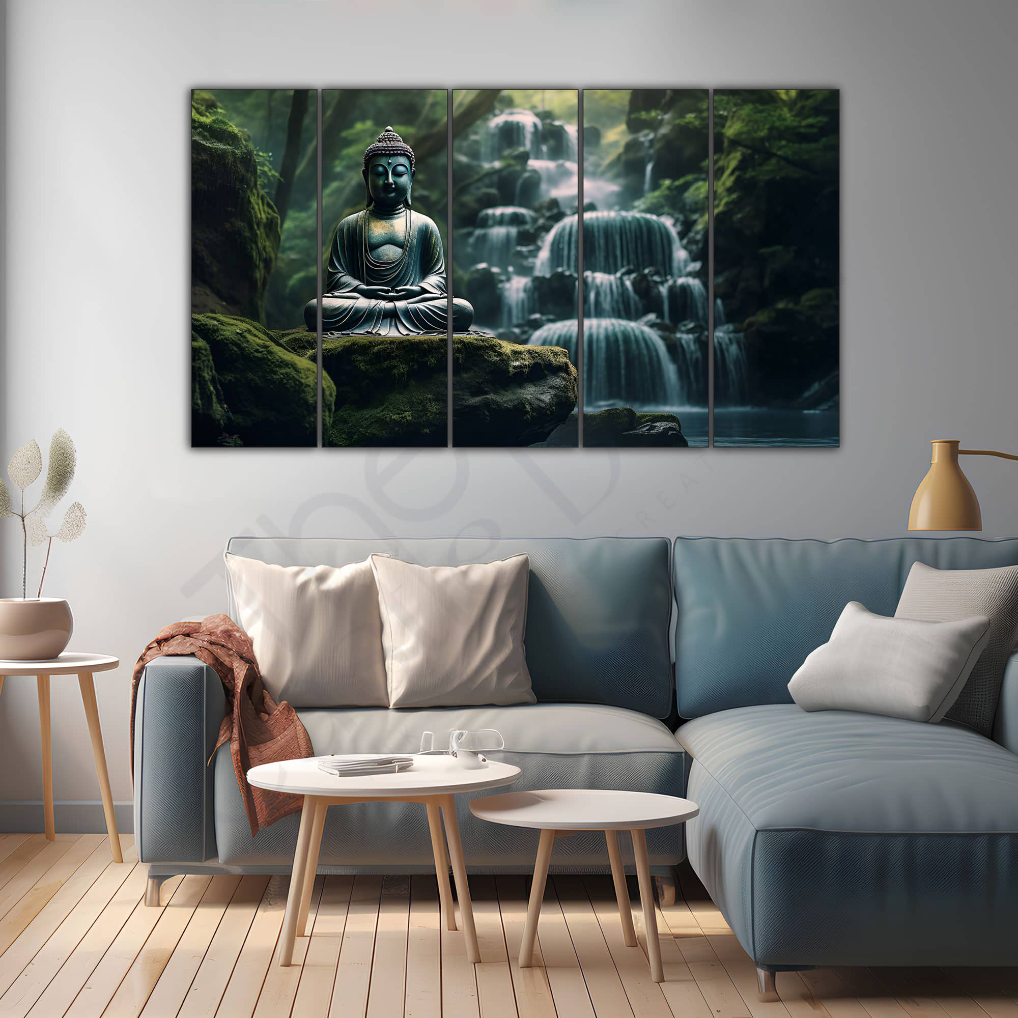The Castle Decor Lord Buddha Meditation Wall Art Framed Painting 27x48 Inch (Style 4) - The Castle Decor