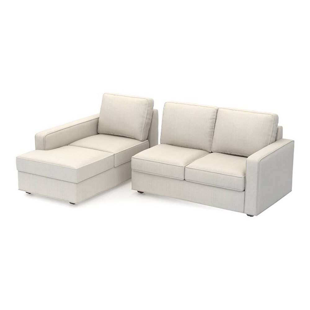 Apollo Sofa (Colour : Pearl, Cushion : Soft, Back Type : Regular, Seating Capacity : Left Aligned 2 Seater + Left Aligned Chaise + Ottoman)