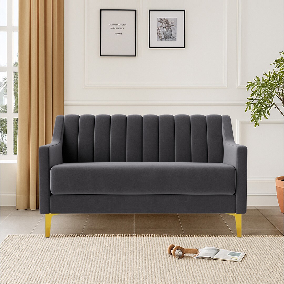 Fame  Velvet 2 Seater Sofa in Dark Grey Colour