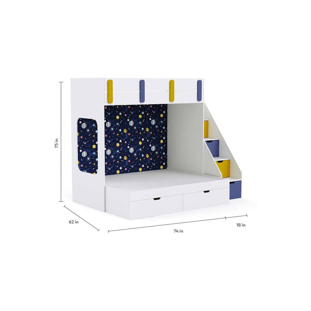 Pattern Dreams Bunk Bed with Storage in White Colour BKBB018