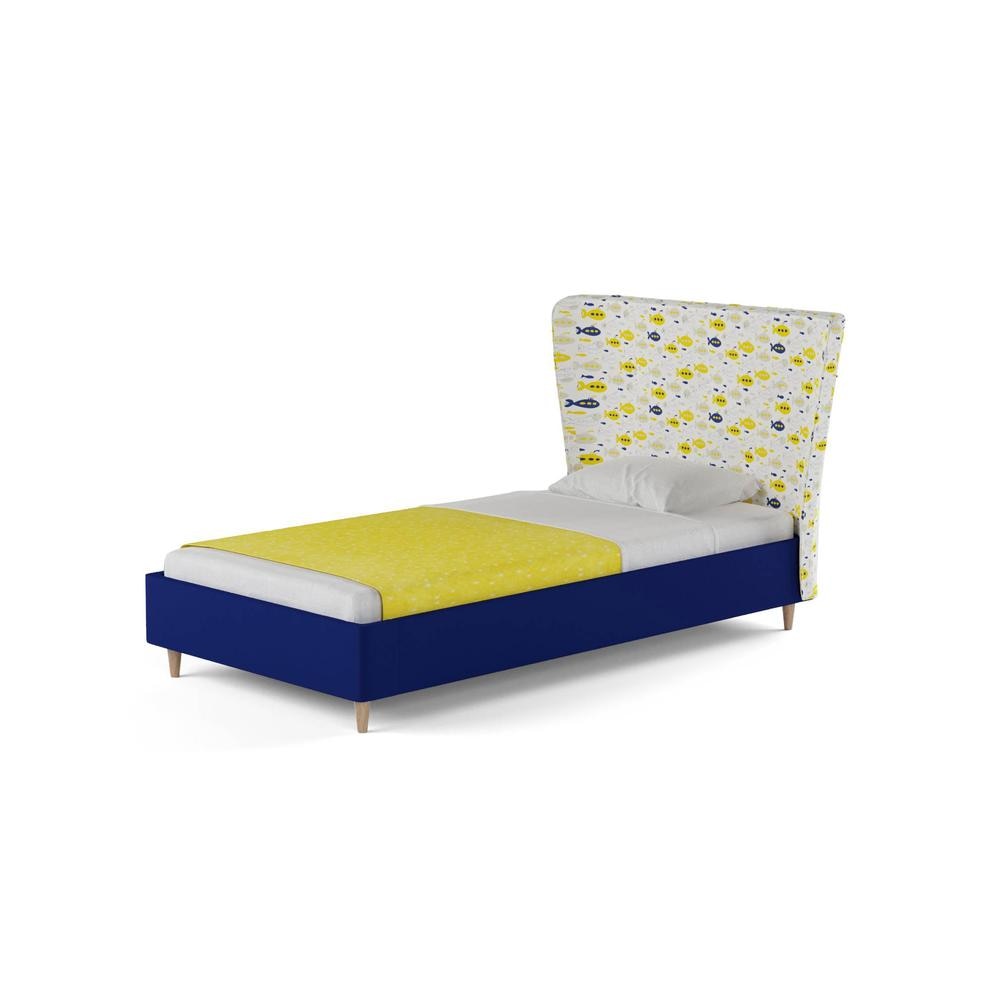Doodle Engineered Wood Bed in Royal Blue Colour