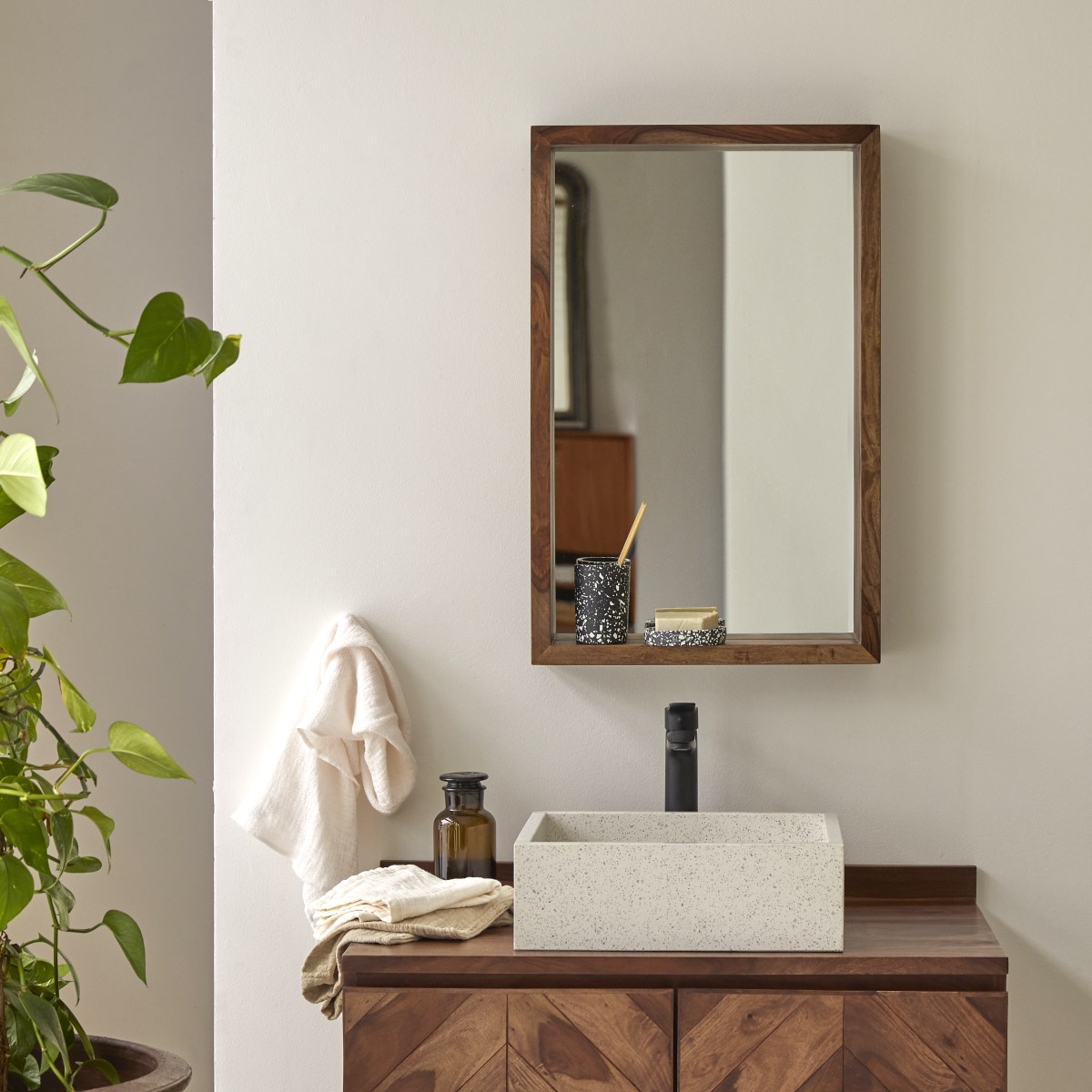 Diamond Solid Wood Mirror In Provincial Teak 50 x 75 cm - Woodenmood