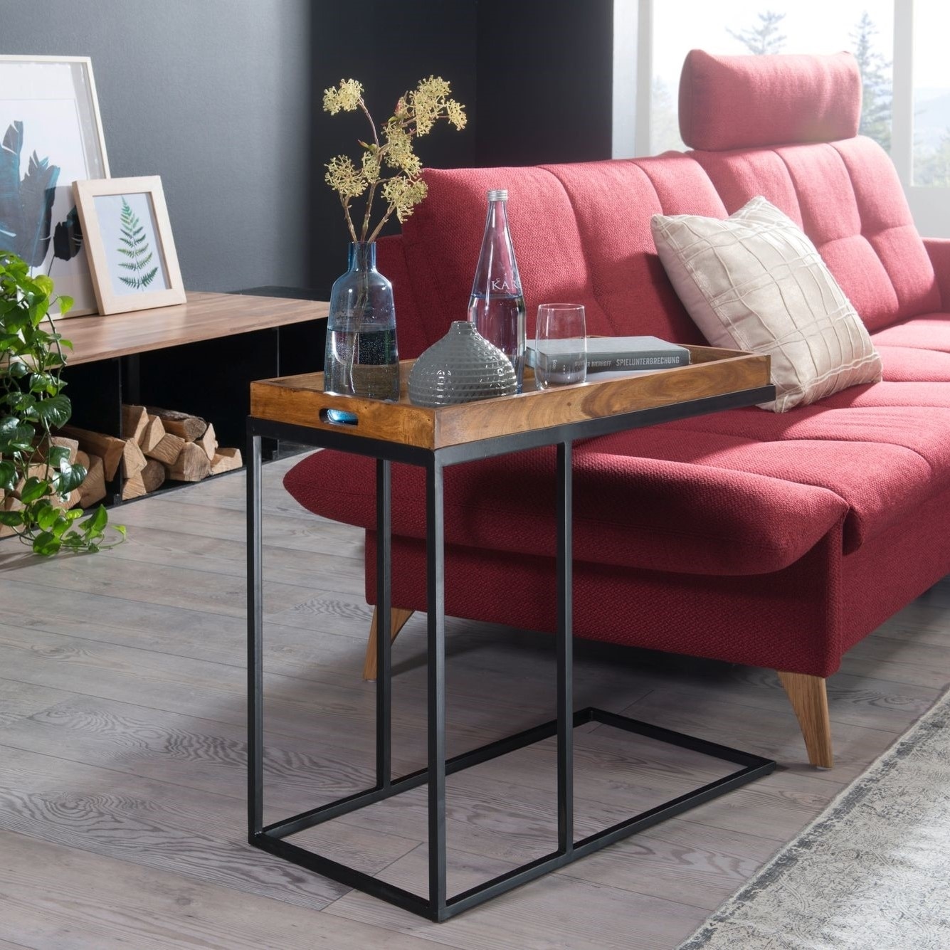 Harlequin Side Table with Metal Frame - Woodenmood