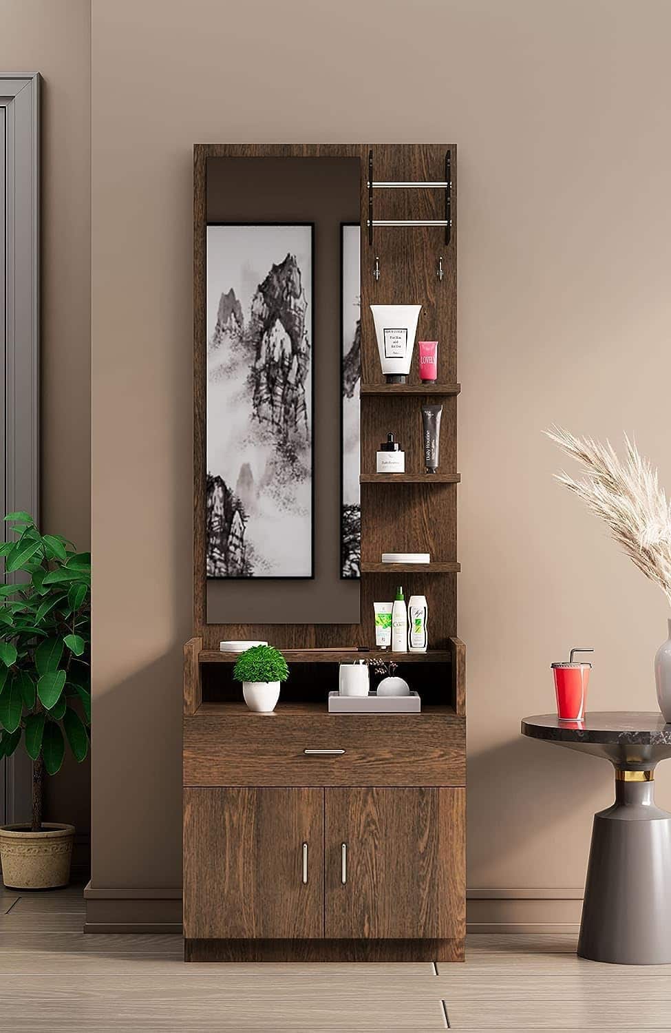 Hexa Red Engineered Wood Dressing Table in Flower Wenge Colour - HexaRed