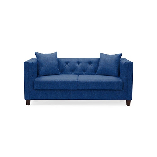 Windsor Premium 2 Seater Fabric Sofa in Cobalt Colour - Urban Ladder