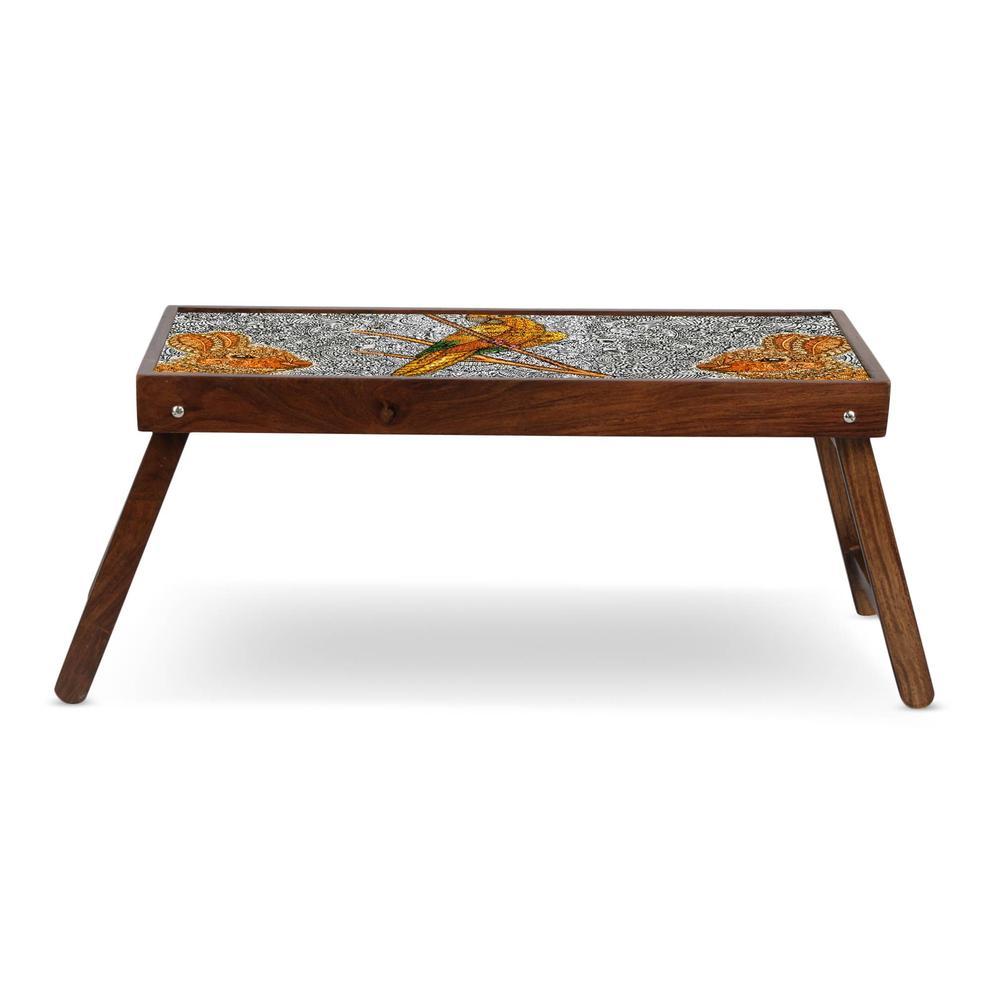 Doodle Art Solid Wood Bookshelf and Serving Tray In Multicolour