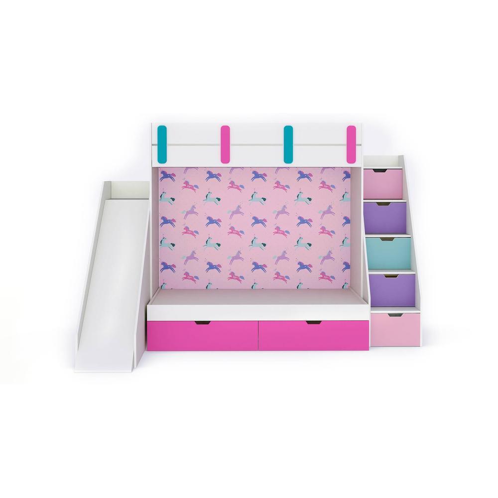 Sleep Nâ€™ Slide Bunk Bed with Slide and Storage in White Colour BKBB029