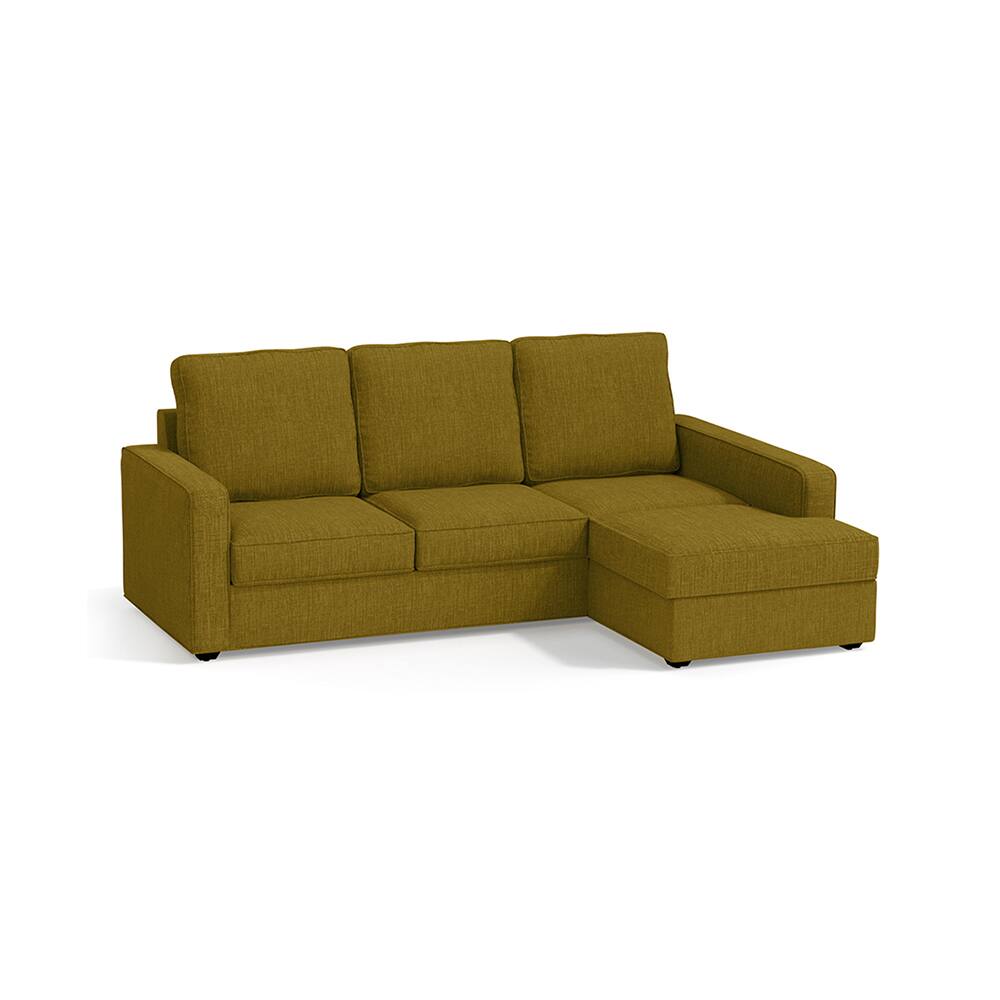 Apollo Compact Sofa (Colour : Olive Green, Cushion : Hard, Back Type : High Back, Seating Capacity : Right Aligned 2 Seater + Right Aligned Chaise + Ottoman) - Urban Ladder