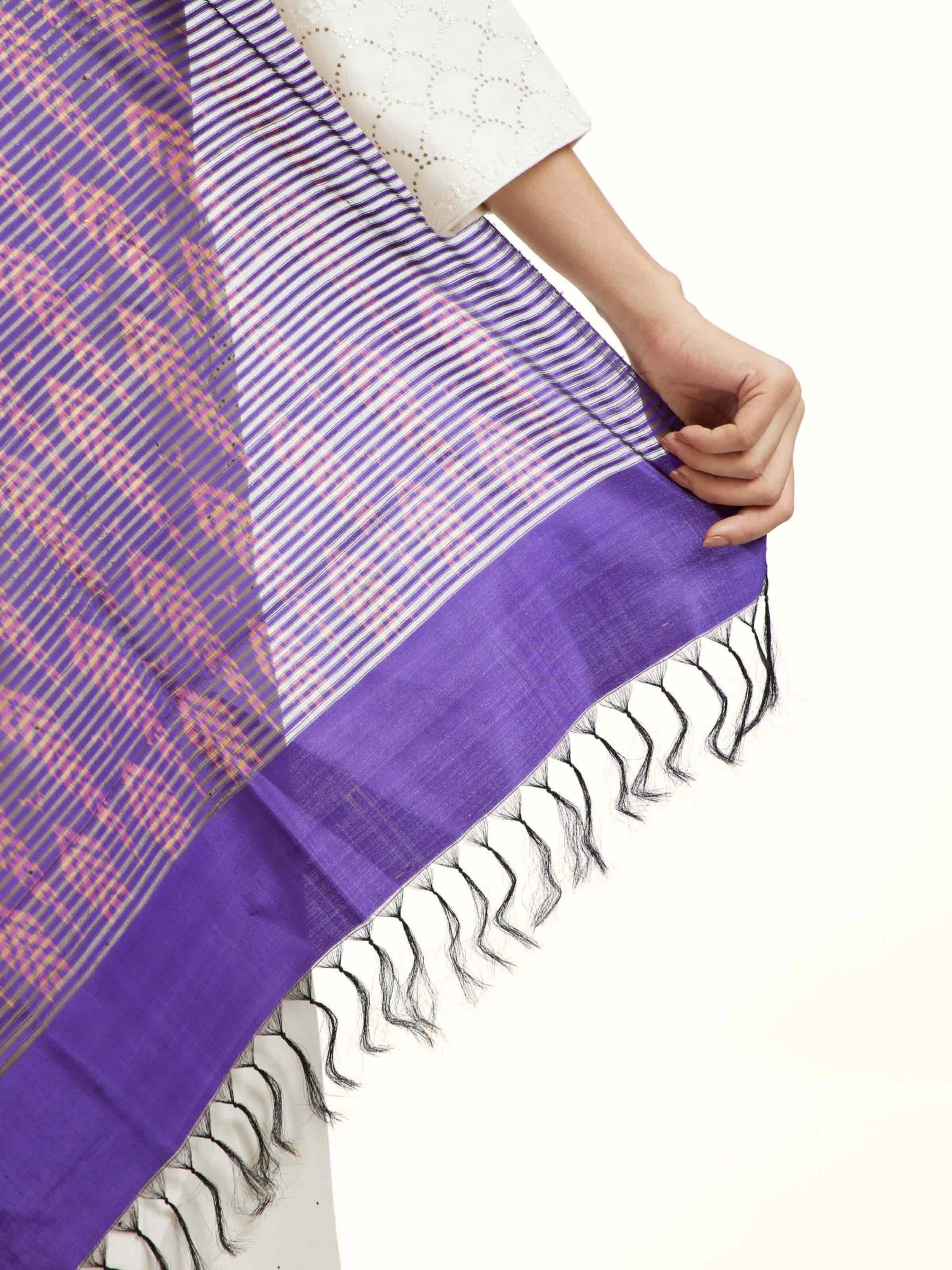 Blue Silk Pochampally Warp Ikat Stole