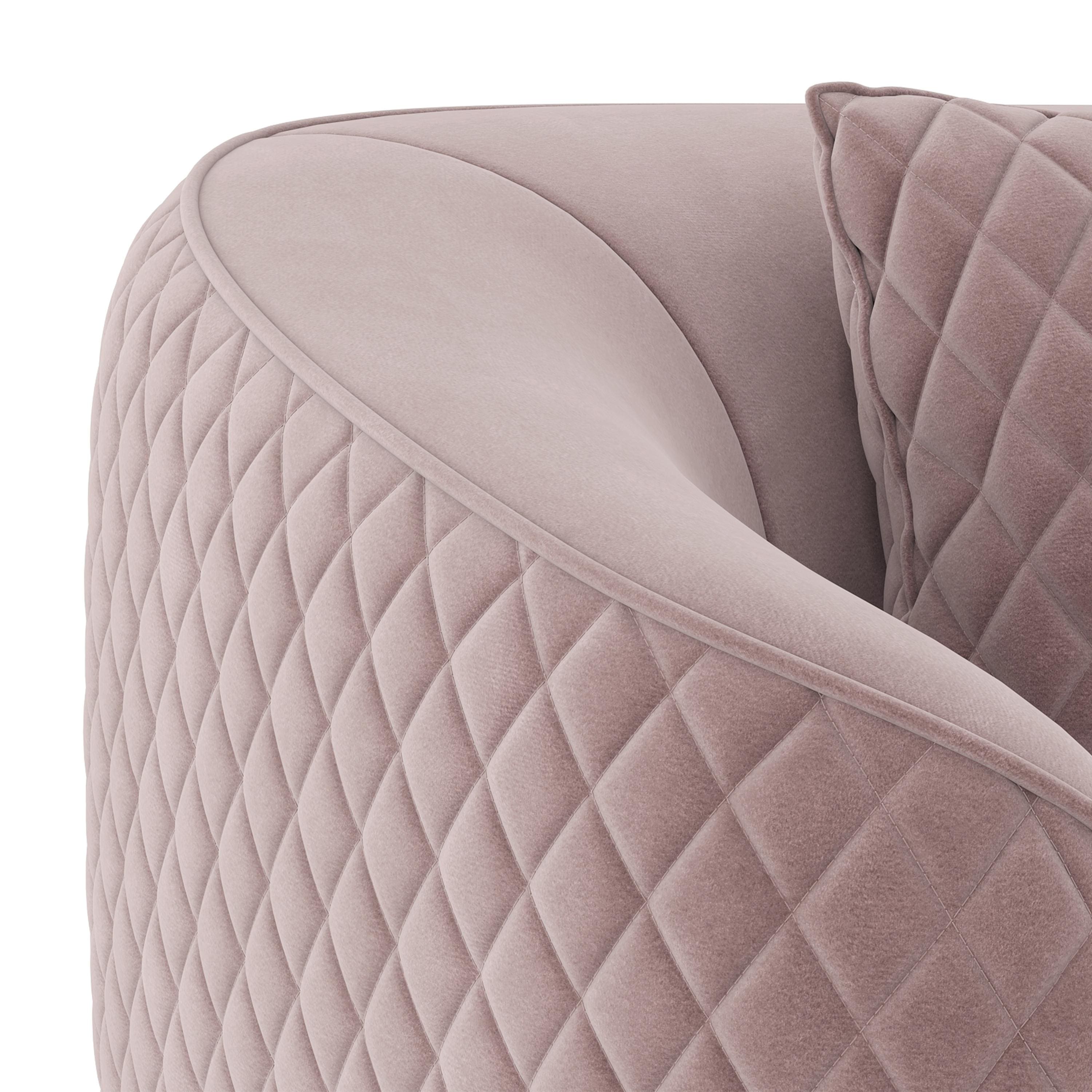 Amora 2 Seater Fabric Sofa in Faded Lilac Pink Velvet