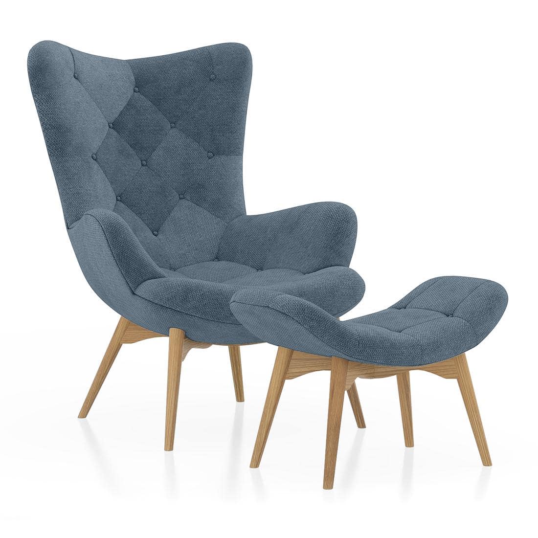 Contour Chair With Ottoman In Ocean Weave