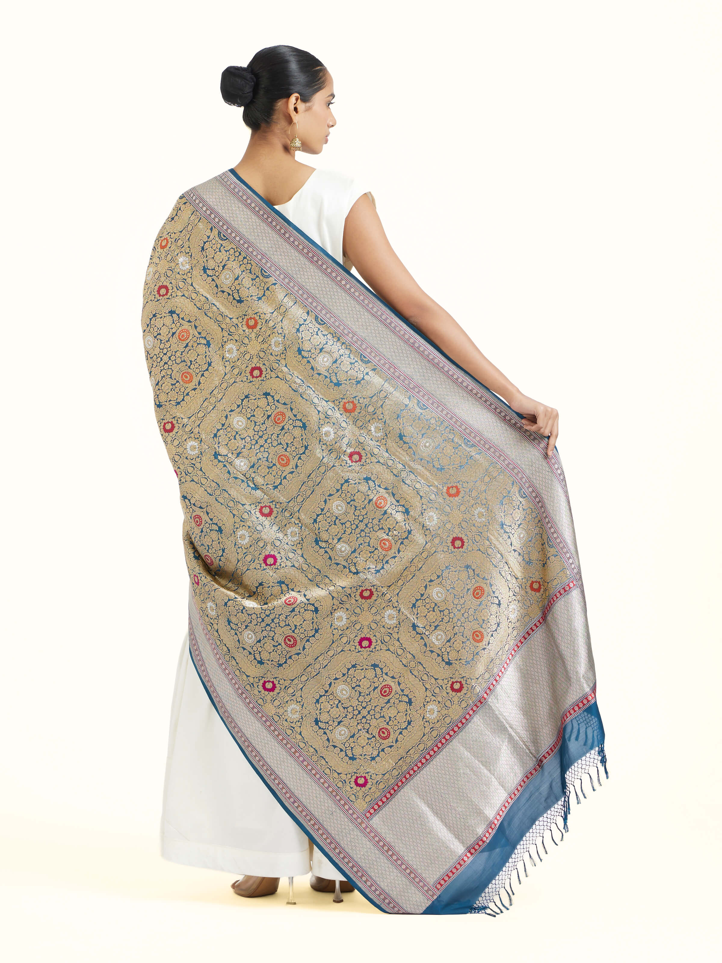 Blue Banarasi Handloom Silk Dupatta