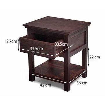 Snooze Solid Wood Bedside Table in Mahogany Finish