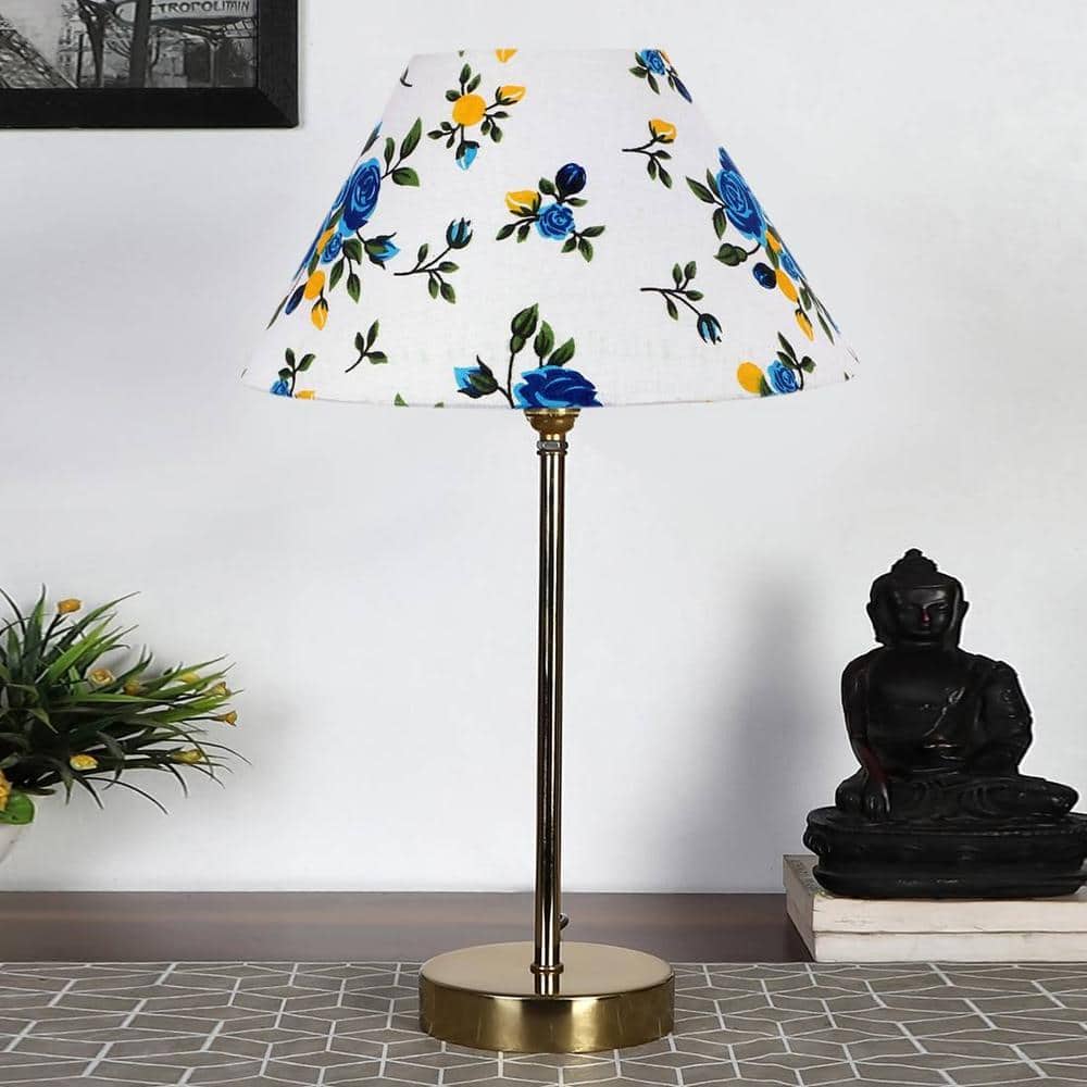 Multicolor cotton with Metal Gold Table Lamp