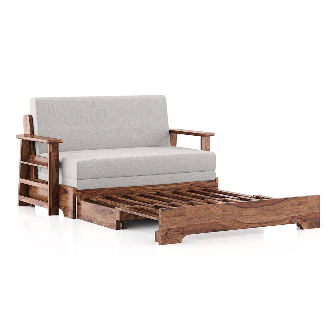 Mahim Compact 3 Seater Sofa cum Bed in Vapour Gery Colour With Storage