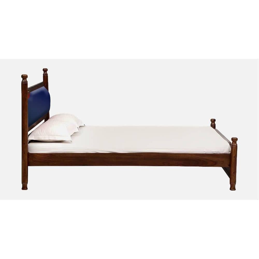 Domino Solid Wood Queen Size Non Storage Bed In Provincial Teak Finish