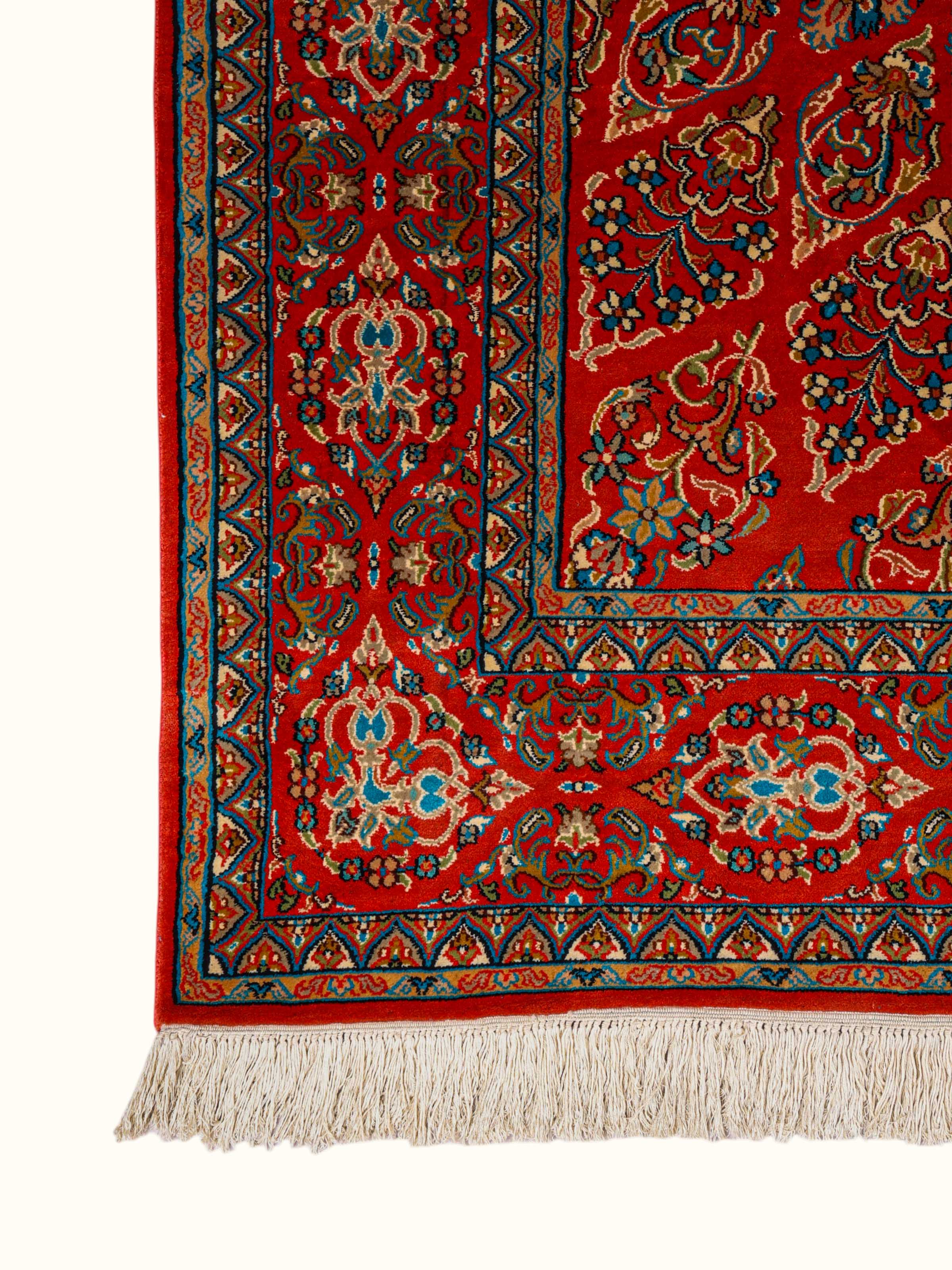 Traditional Persian Rust Gumbad Kashmir Silk Hand-Knotted Carpet