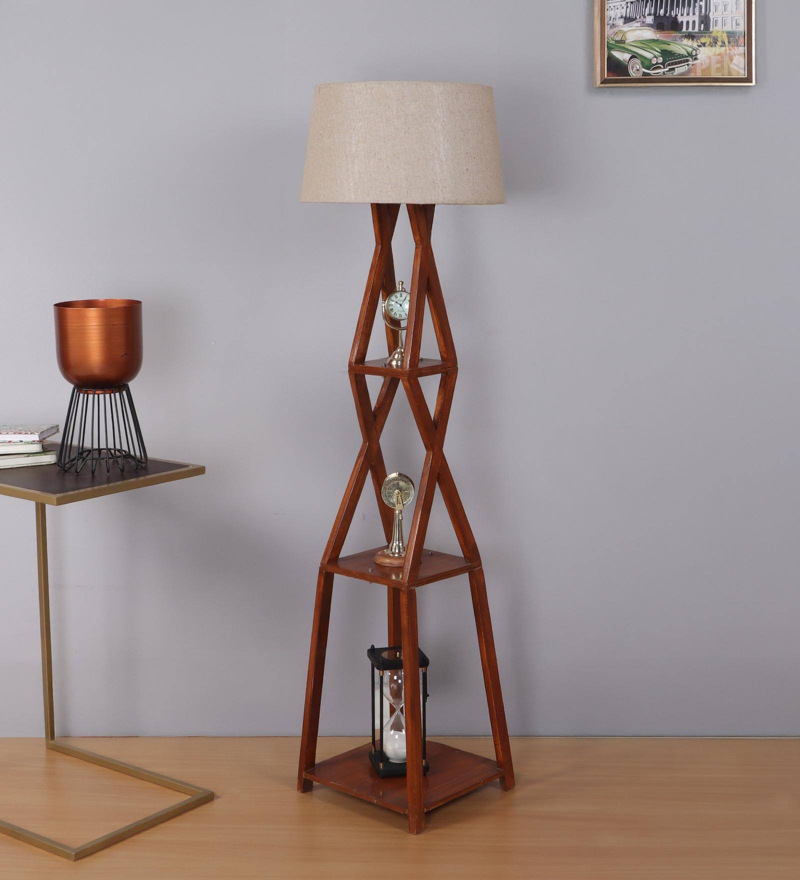XX Shefl Floor Lamp in Beige Shade