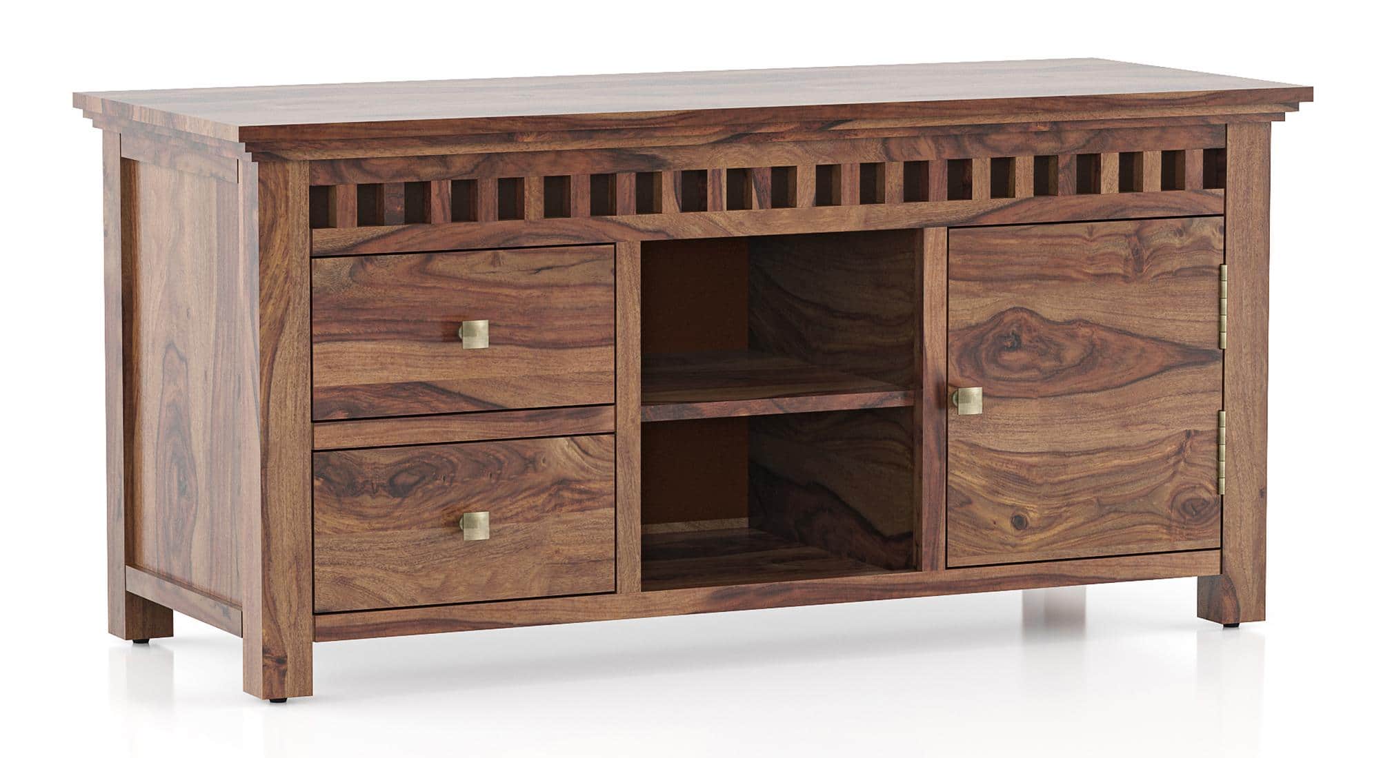 Fidora Solid Wood TV Unit in Teak Finish