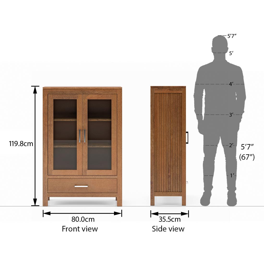 Carnegie Solid Wood Sideboard in Amber Walnut Finish