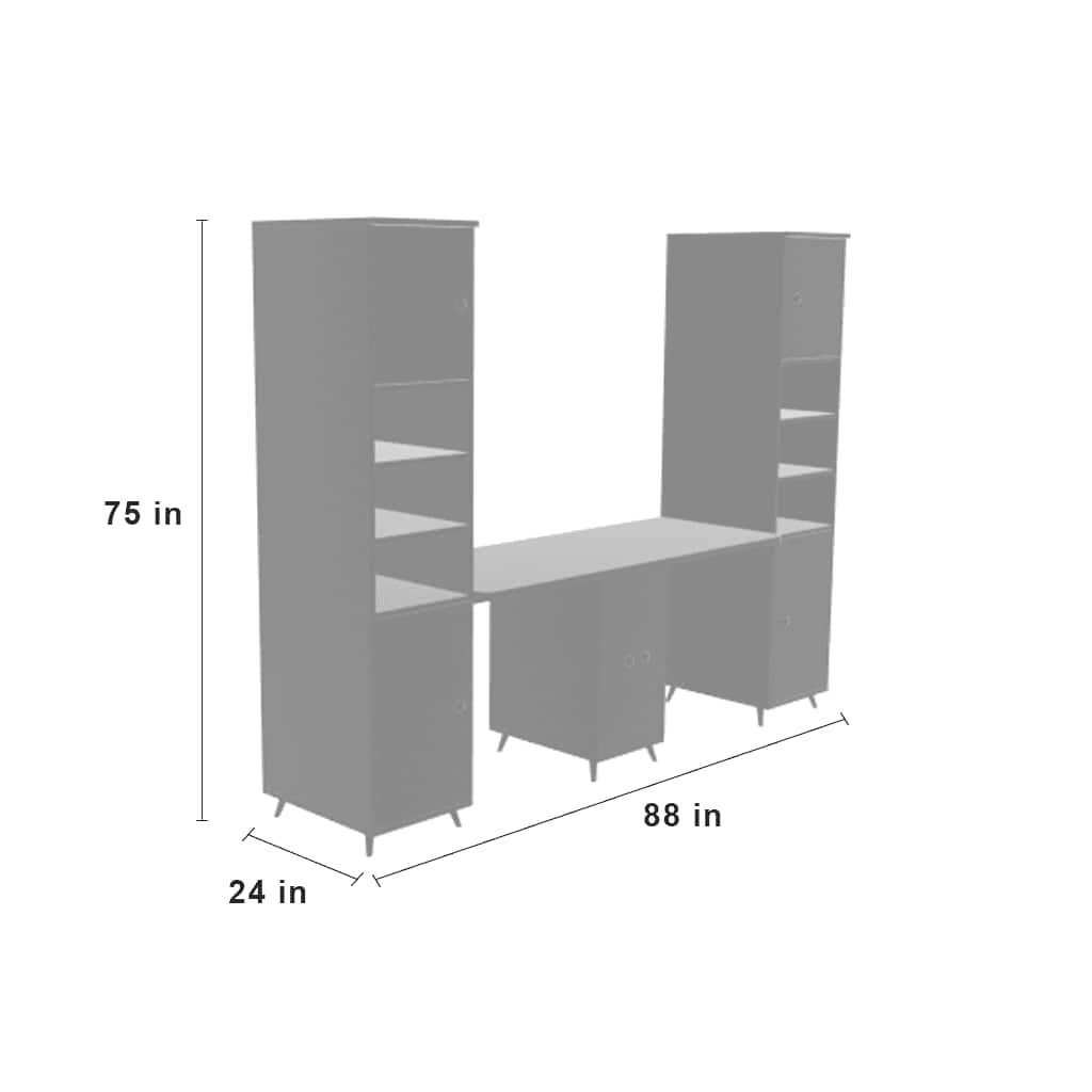 Dynamo 2 Seater Study Table  White In White Colour