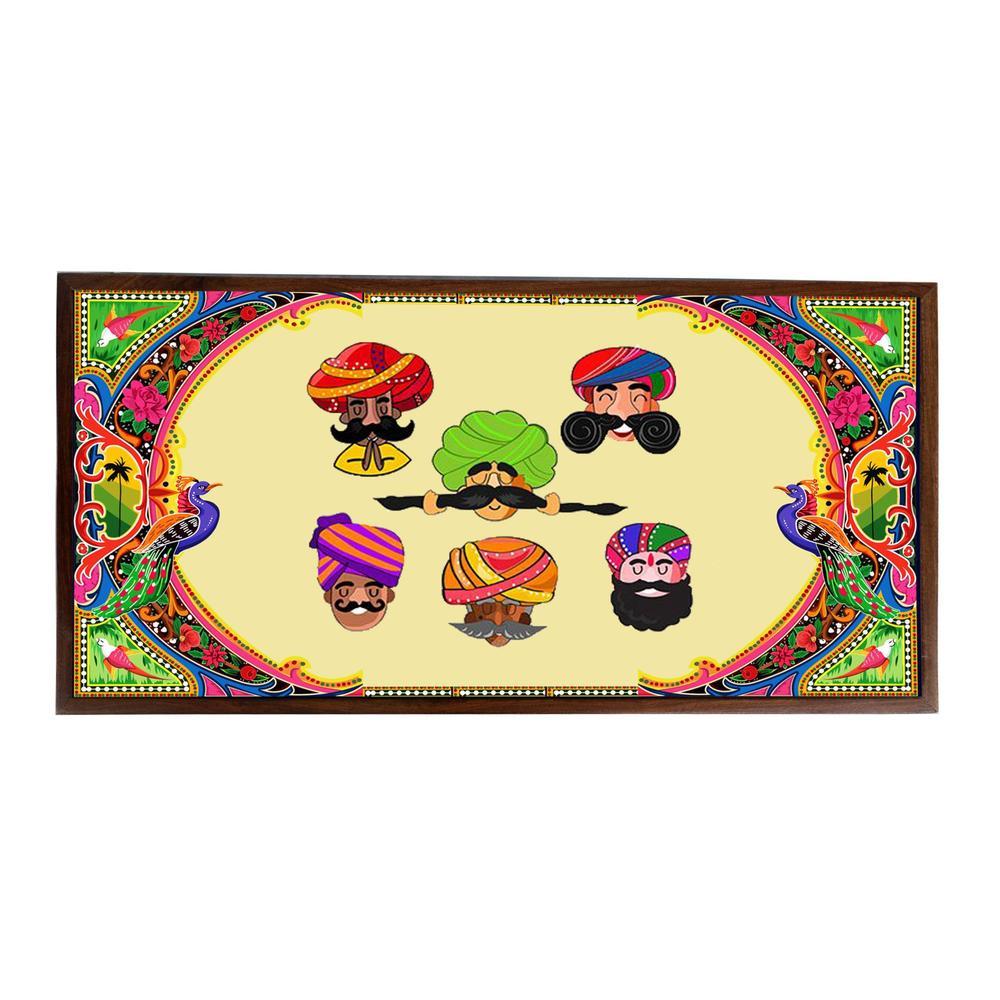 Rajasthani Charm Solid Wood Bookshelf and Serving Tray In Multicolour