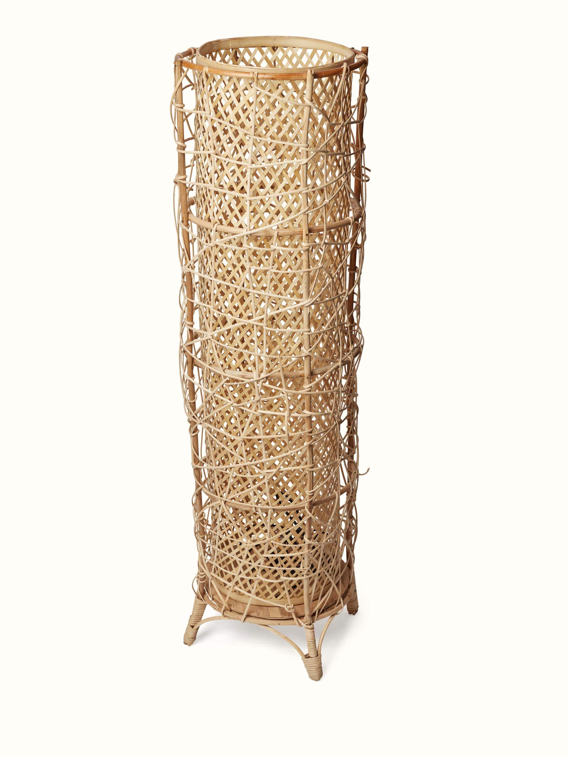 Angled view of Bamboo LED floor lamp (4 feet) highlighting its elegant bamboo design and LED light feature