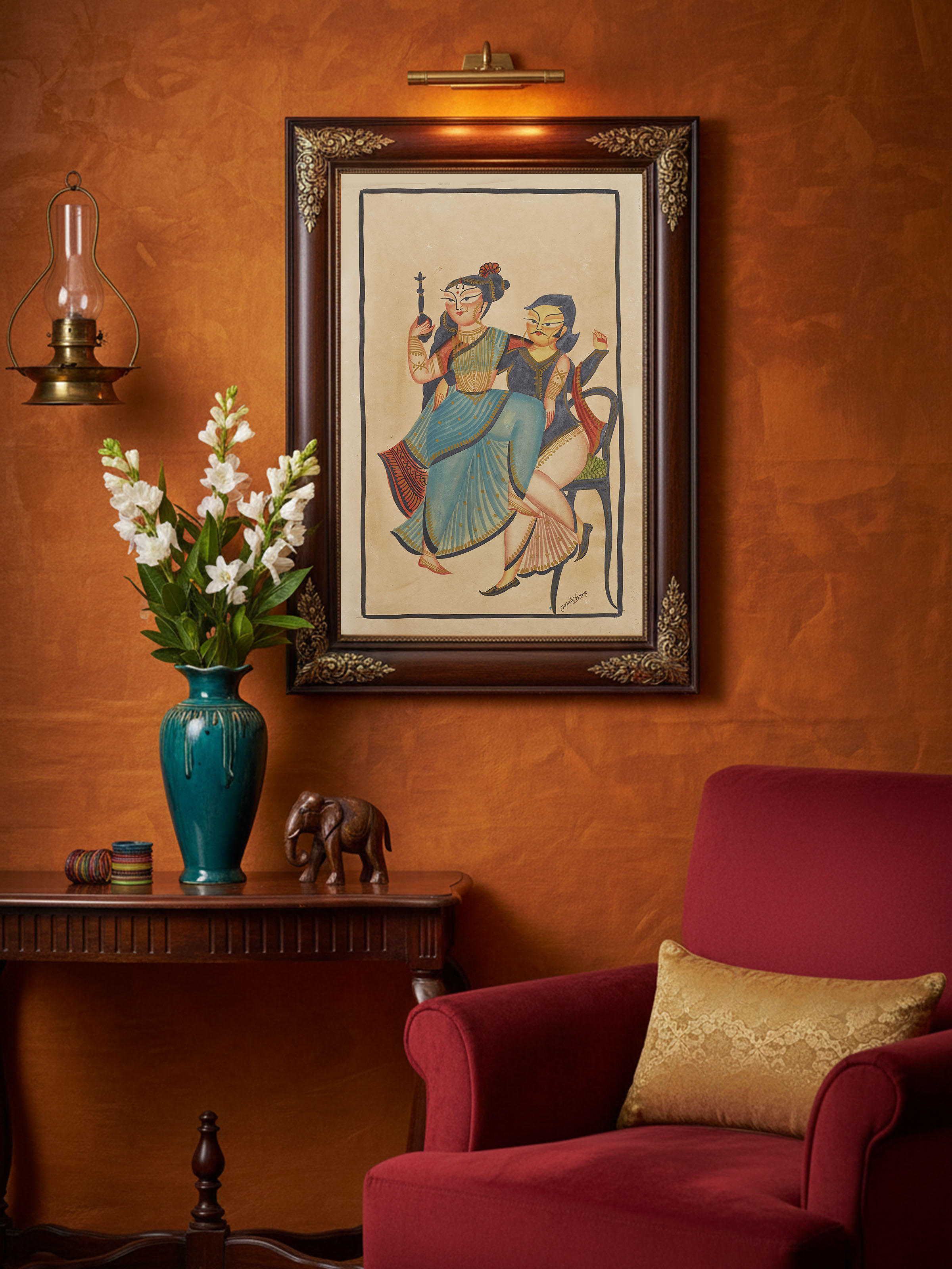 Lifestyle view of Babu Culture Kalighat Painting